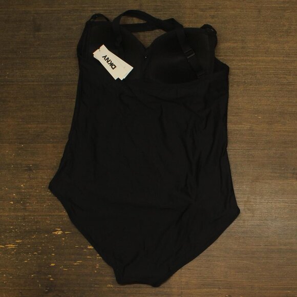 DKNY Womens Twist-Front One-Piece Swimsuit DIMMS565 Black 2XL - Picture 2 of 7